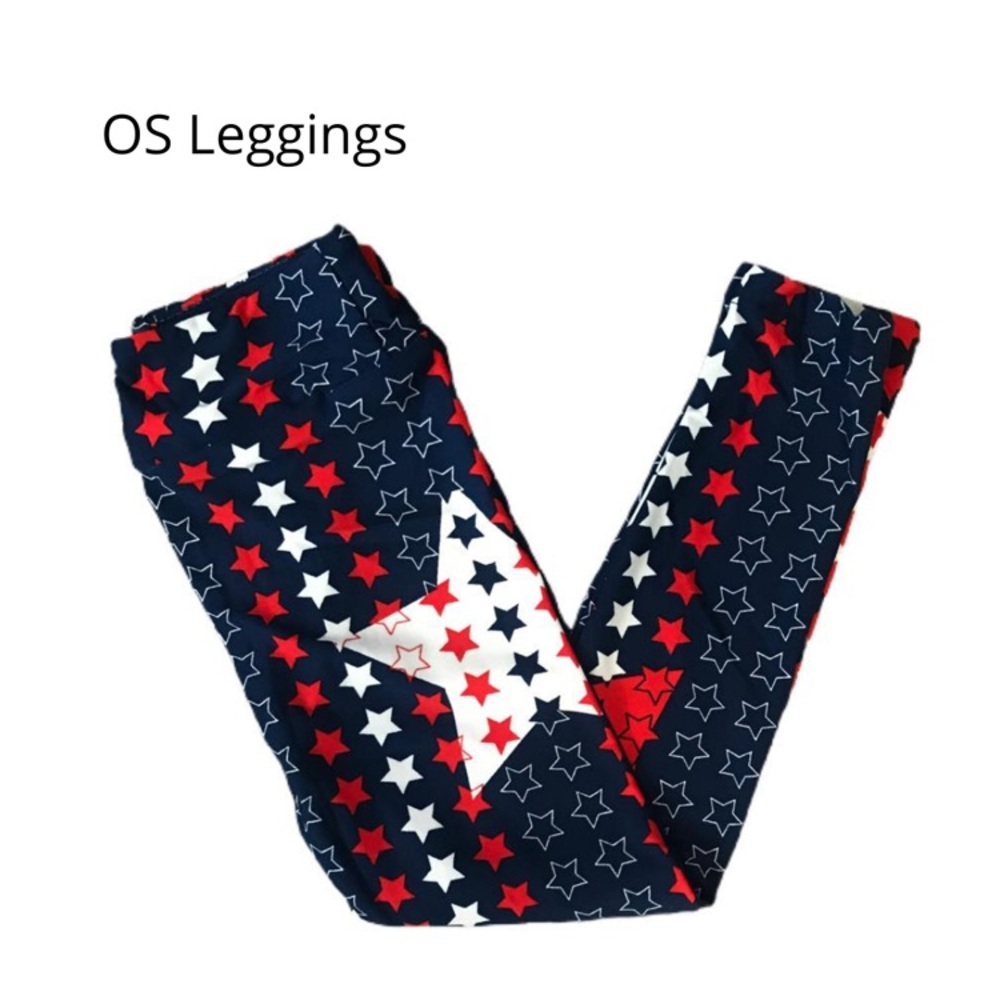 LuLaRoe Star Pattern Leggings - Navy, Red, and White
